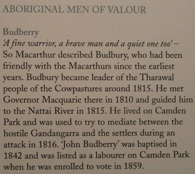 Budbury, Tharawal leader as displayed at Camden Museum 